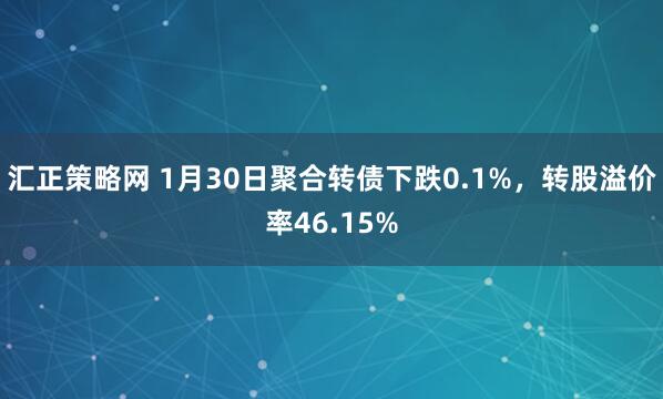 汇正策略网 1月30日聚合转债下跌0.1%，转股溢价率46.15%